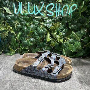 Birkenstock Papillio Florida Paisley Soft Bed Women’s Sz 9 Summer Sandal Blue